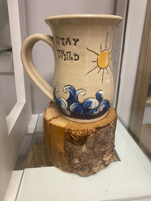 Stay Wild Ocean Waves Mug  - Funky Fungus Pottery