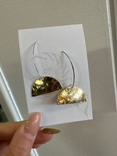 Load image into Gallery viewer, Brass Half Circle Hammered Earrings - Elements Gallery
