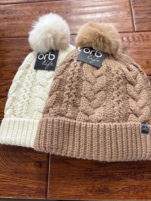 Marshmallow Cable Lined Beanie - Assorted Colours - Orb