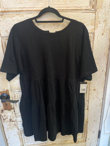 Tiered T Shirt Dress with Bows - Black - Brunette The Label