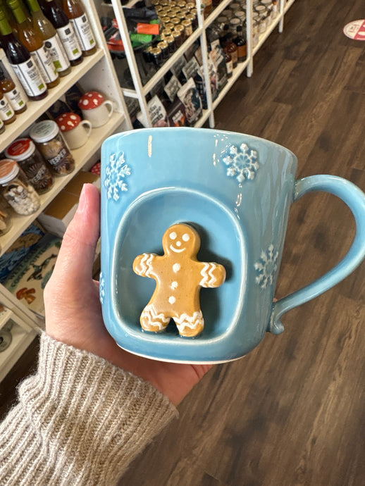 Snowflake Mug with Gingerbread Man