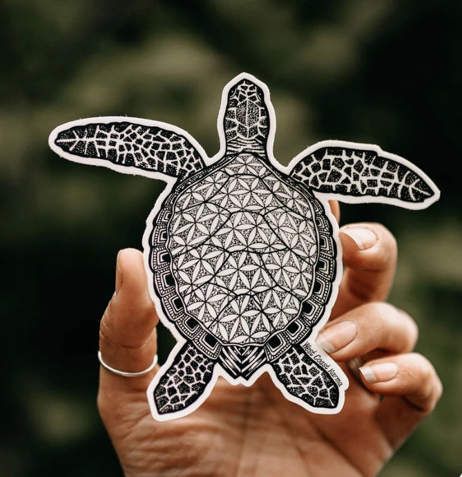 West Coast Karma Flower of life Turtle black and white Vinyl Sticker