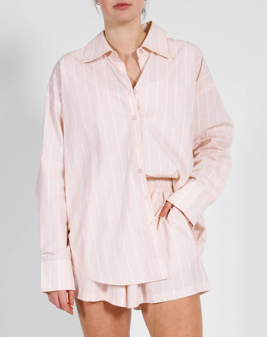 Button Up Shirt - Bellini with White - Brunette The Label