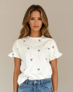 Elode Ruffle Cuff Bow Tee