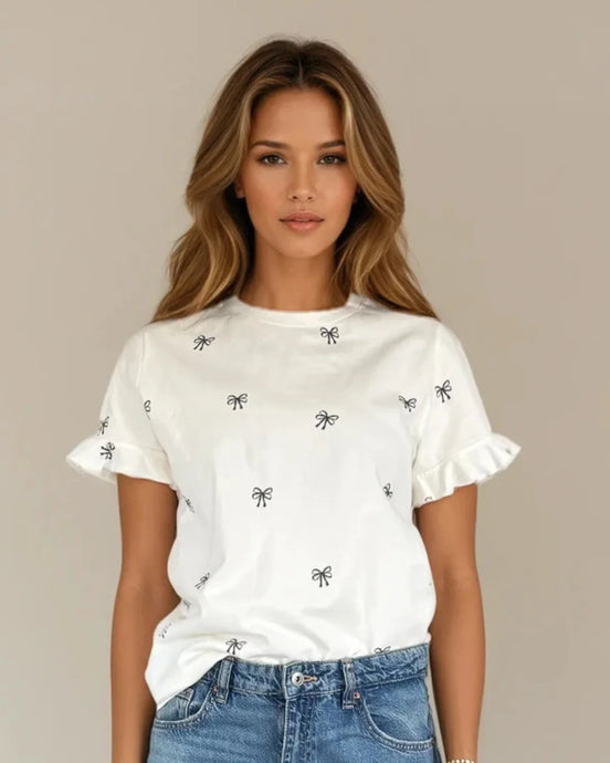 Elode Ruffle Cuff Bow Tee