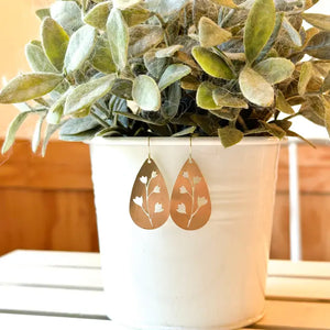 Brass Floral Teardrop Earrings