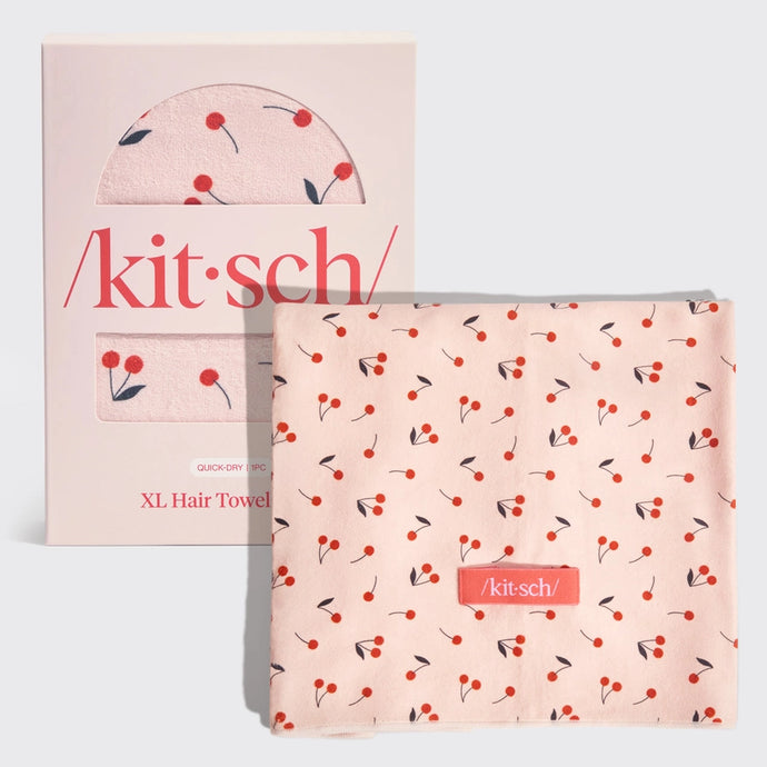 Extra Large Quick-Dry Hair Towel Wrap - Cherry - Kitsch