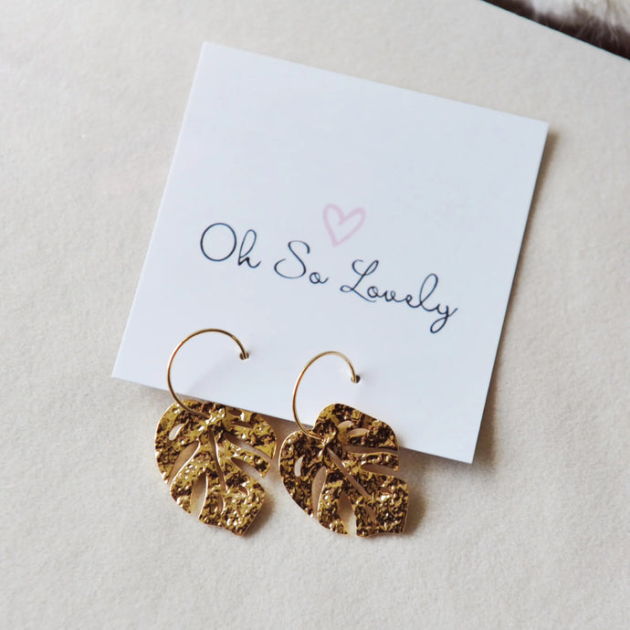 Wrenley Monstera Hoop Earrings - Oh So Lovely