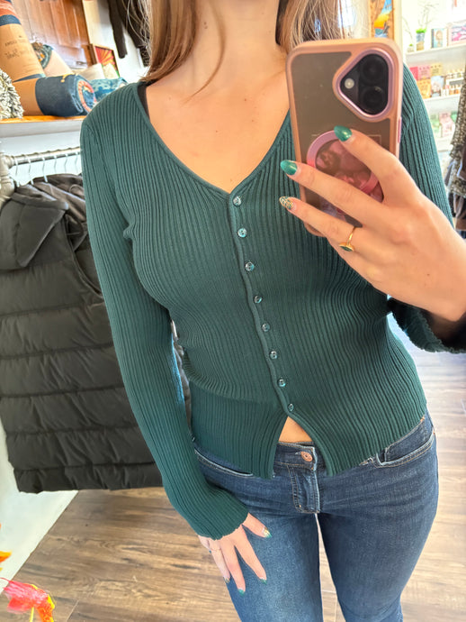 Flyaway Ribbed Long Sleeve - Pine