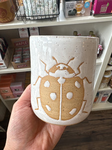 White Lady Bug Tumbler - Pottery