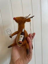 Load image into Gallery viewer, Felt Reindeer with Wine Glass Ornaments