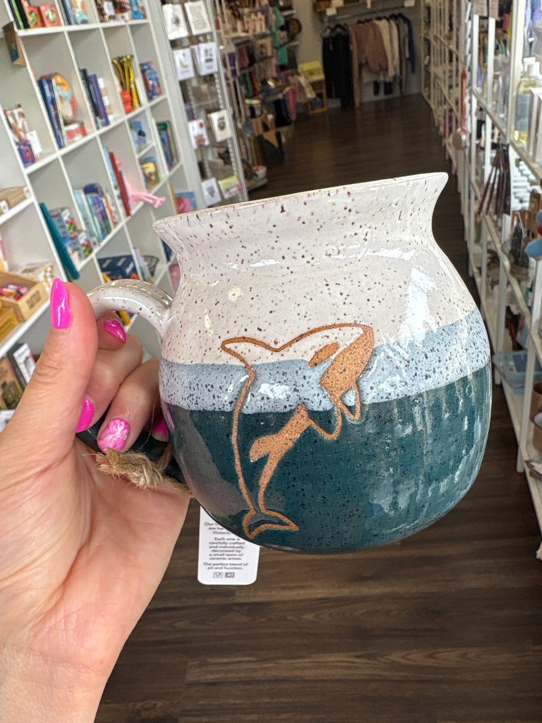 Medium Ocean Belly Mug with Orca - Hands on Clay