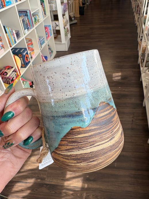 XL Large Swirly Mountain & Blue Sky Mug - Hands on Clay