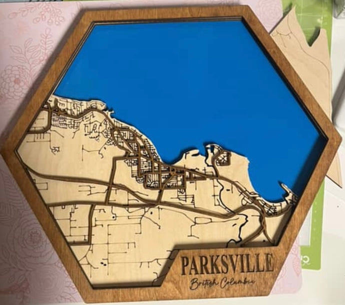 Wooden Hex Map of Parksville