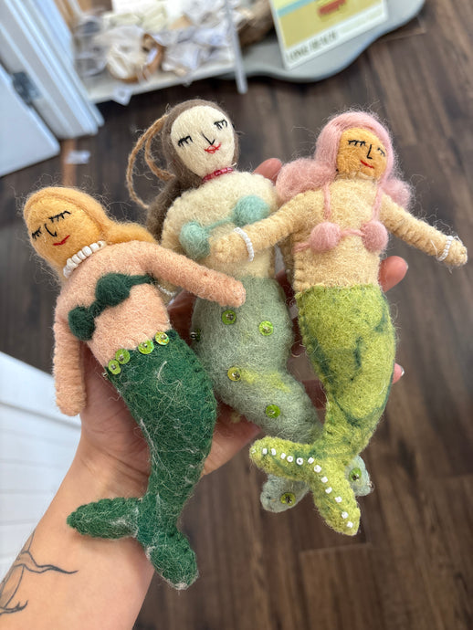 Wool Felted Mermaid Ornament