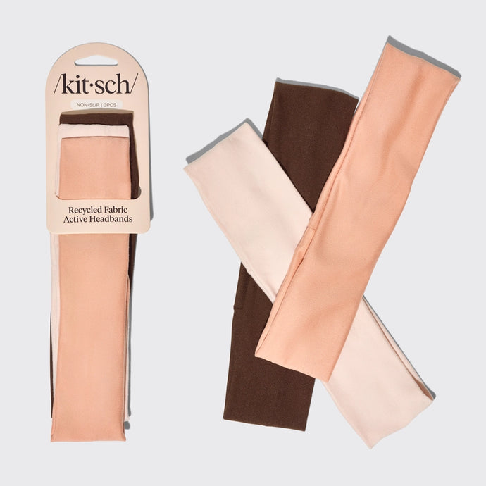 Recycled Fabric Active Headbands (3 Pieces) - Rosewood - Kitsch