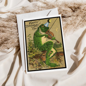 Frog  with Violin Birthday Card! - Greeting Card