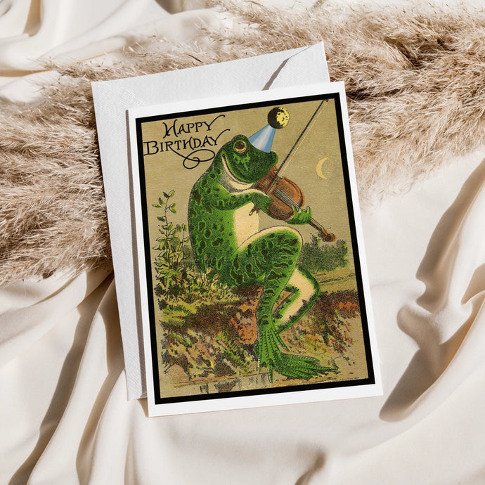 Frog  with Violin Birthday Card! - Greeting Card