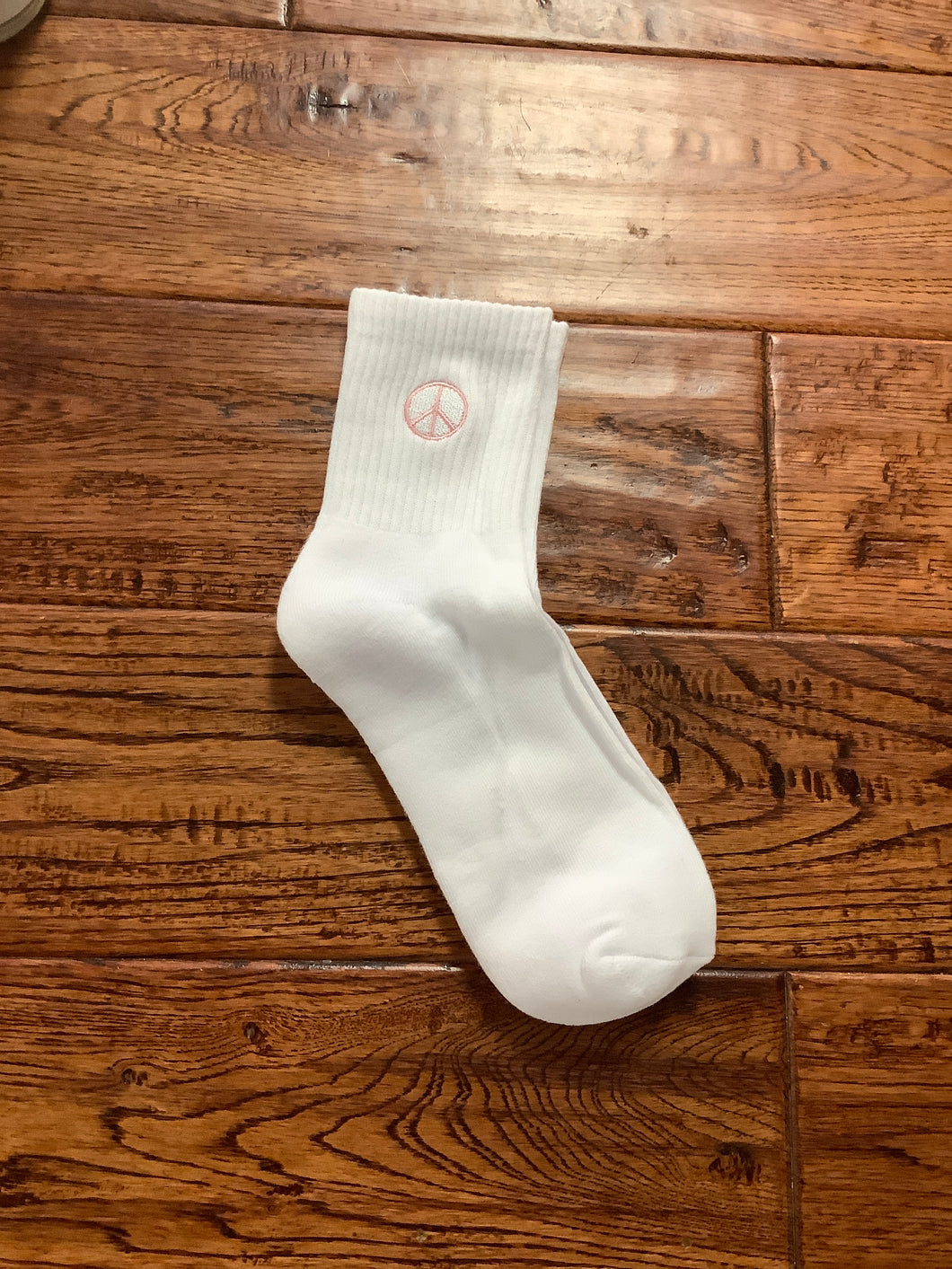 Peace Sign Socks - White/Bubble Gum - Brunette The Label