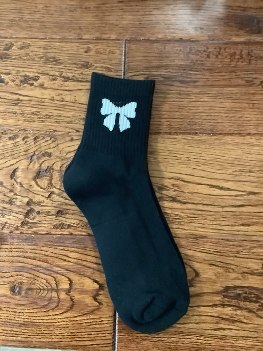 Black Socks with White Bow - Brunette The Label