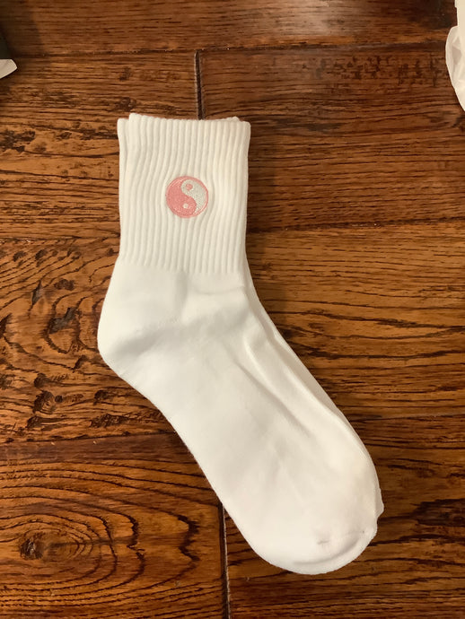 Yin Yang Socks - White/Bubble Gum - Brunette The Label