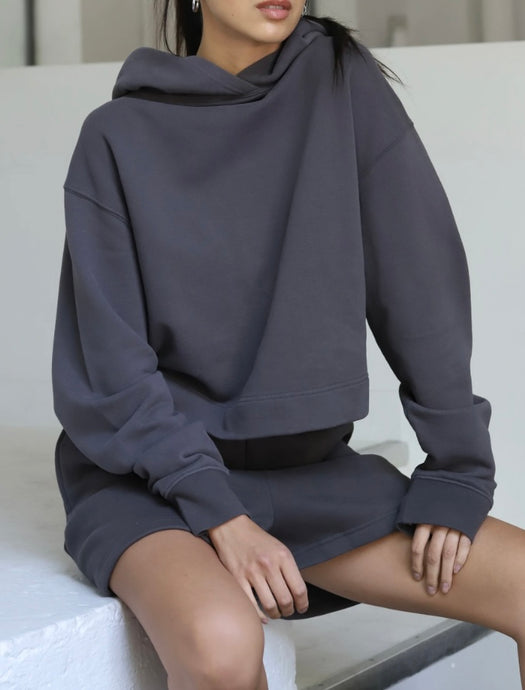 Cropped Core Hoodie- Brunette The Label