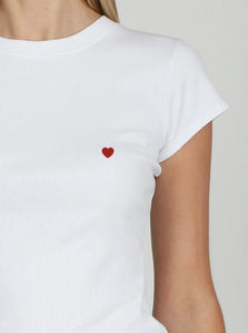 Heart Ribbed Fitted Tee - Brunette The Label