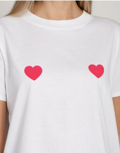 Double Heart Classic Tee - Brunette The Label