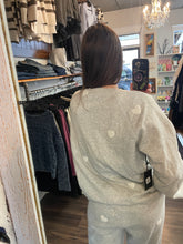 Load image into Gallery viewer, All Over Heart Oversized Crew Neck - Pebble Grey with White - Brunette The Label