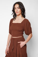 Load image into Gallery viewer, Miami Smocked Crop Top Espresso