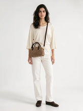 Load image into Gallery viewer, Kyla Faux Suede Mini Bowler Bag - Mocha