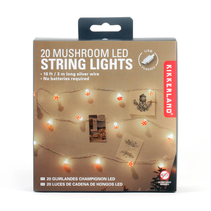 20 Mushroom LED String Lights - Kikkerland