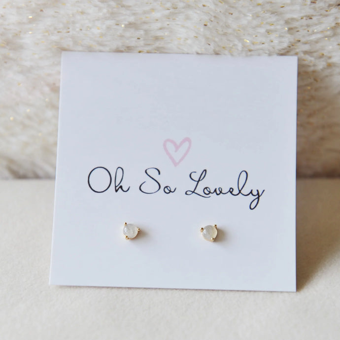 Labradorite Dainty Stone Earrings - Oh So Lovely