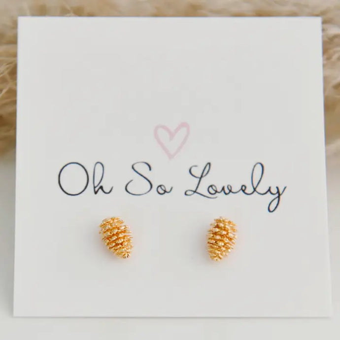 Mackenzie Pine Cone Stud Earrings - Oh So Lovely