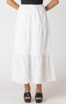 Embroidered Eyelet Maxi Skirt - White