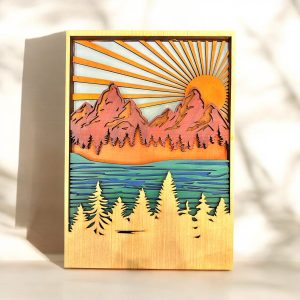 Mountain Lake sunset muiltylayer - Havana Art