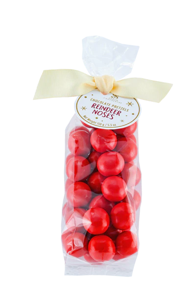 Reindeer Nose Chocolate Pretzels - Saxon Chocolates