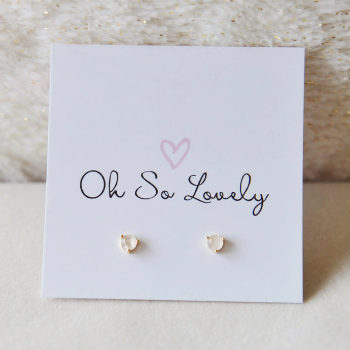 Rose Quartz Dainty Stone Earrings - Oh So Lovely