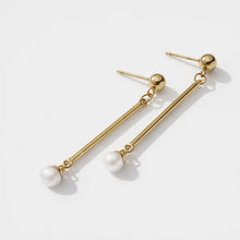 Load image into Gallery viewer, Long Golden Pearl Earrings