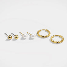 Load image into Gallery viewer, Set of 3 Golden Earrings