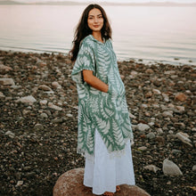 Load image into Gallery viewer, Rainforest Fern Hooded Poncho Moss Green