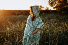Load image into Gallery viewer, Rainforest Fern Hooded Poncho Moss Green