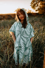 Load image into Gallery viewer, Rainforest Fern Hooded Poncho Moss Green