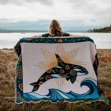 Load image into Gallery viewer, Retro Orca 100% Cotton Woven Blanket