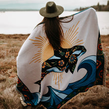 Load image into Gallery viewer, Retro Orca 100% Cotton Woven Blanket