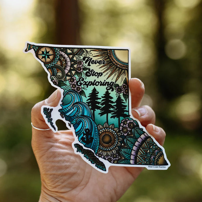 West Coast Karma Never Stop Exploring Vinyl Sticker