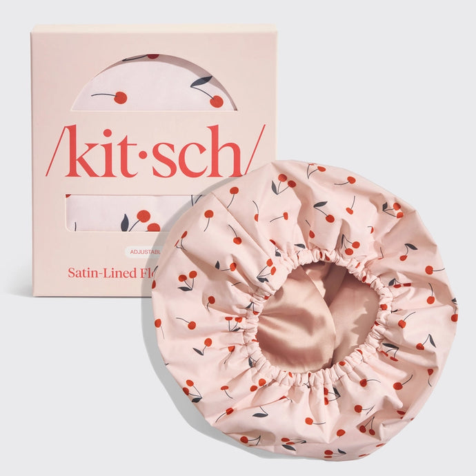 Cherry Satin Lined Flexi Shower Cap  - Kitsch