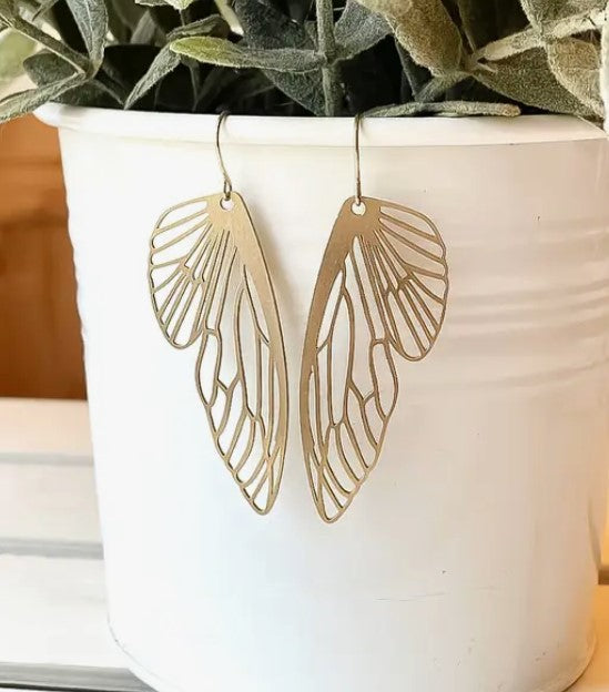 Brass Butterfly Wings - Earrings
