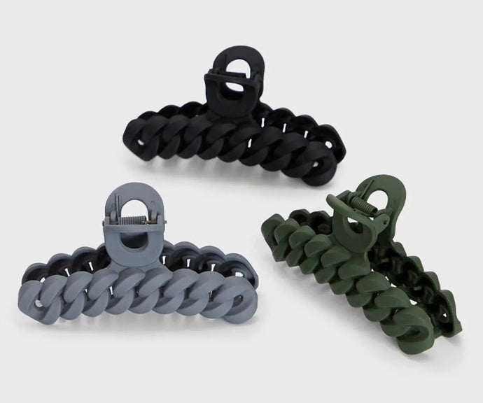 Eco-Friendly Chain Claw Clip (3 Pack) - Black Moss - Kitsch