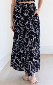 Fleur Two Piece Skirt in Black Floral - Priv Clothing